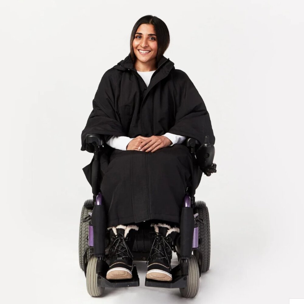 IZ Adaptive Black Parka Cape  - Adaptive Clothing for Wheelchair Users - M-L